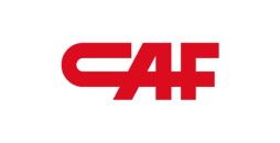 Logo de CAF, cliente de Eris en la mejora de procesos industriales en el sector ferroviario.