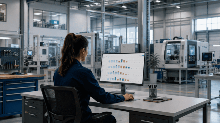 Planificador de producción de ERIS con operaciones asignadas por máquina y turno